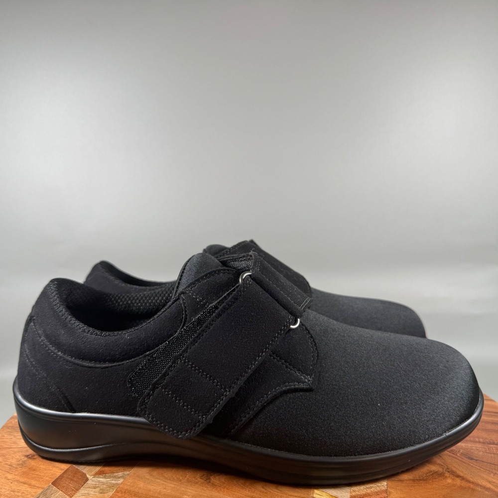 Orthofeet‎ 825 Womens Walking Shoes Black Hook Loop Strap X-Wide 2E Size 10
